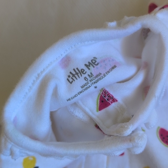 little me white cotton fruit print snap close bubble romper playsuit 6 months - Picture 4 of 6